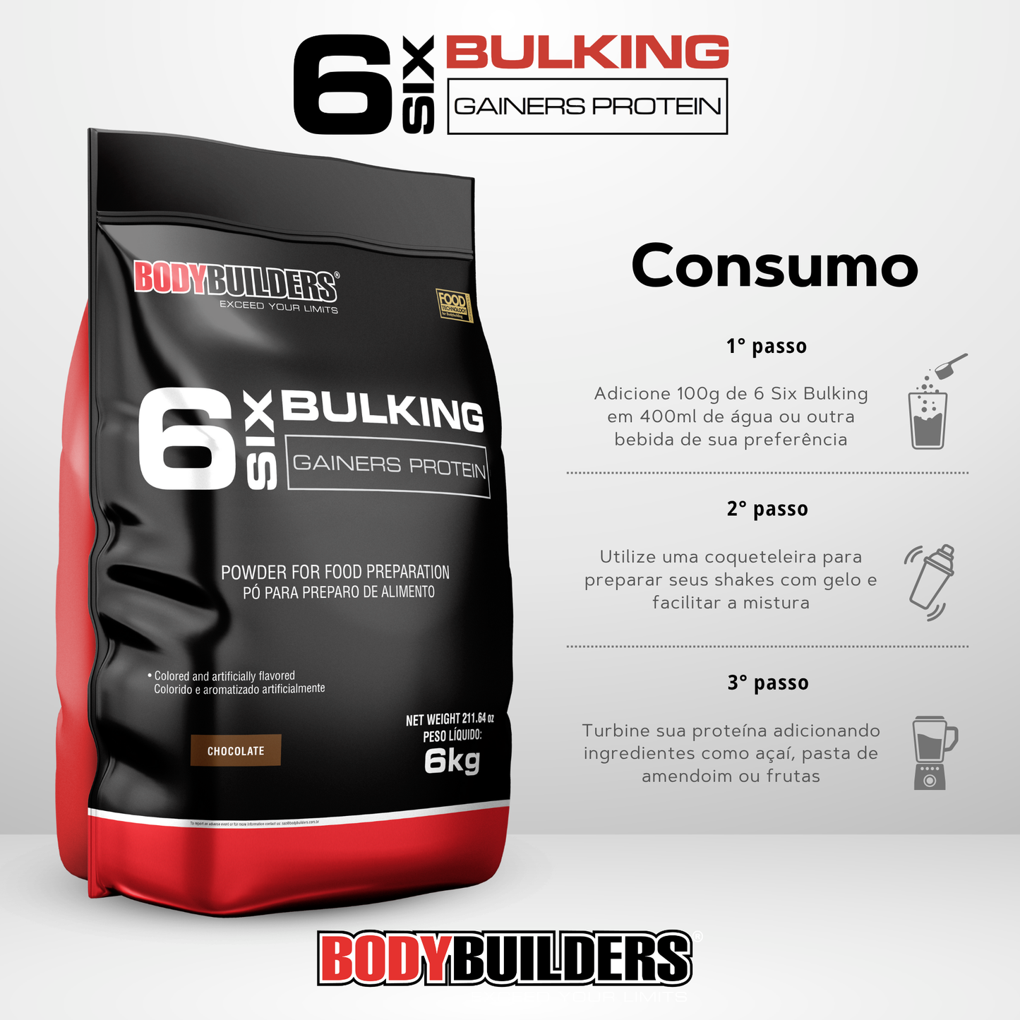 6 Six Bulking Gainers Protein 6kg - Bodybuilders