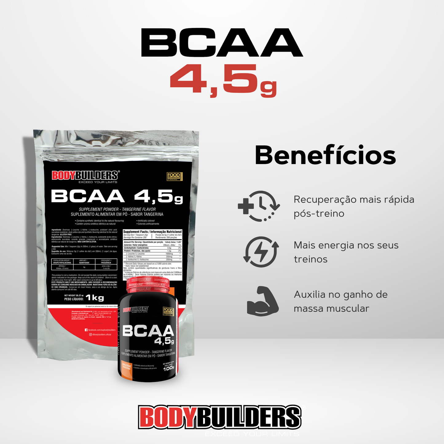 Kit Waxy Whey 900g + 2x BCAA 4,5g 100g + 2x Power Creatine 100g - Bodybuilders