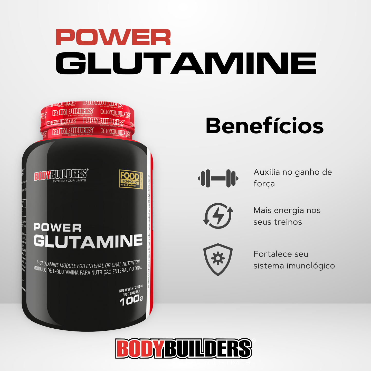 Kit Whey Protein 500g + Power Creatine 100g + Power Glutamine 100g + Coqueteleira - Bobybuilders