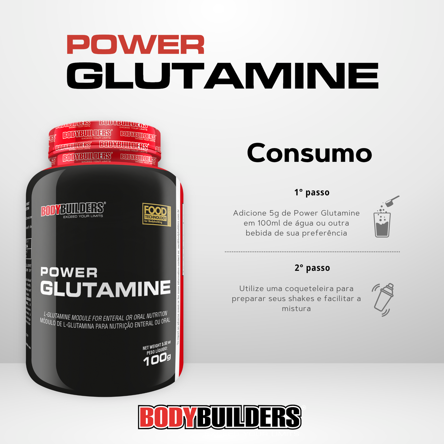 Kit 3x Power Glutamine 100g + 3x Power Creatine 100g - BodyBuilders