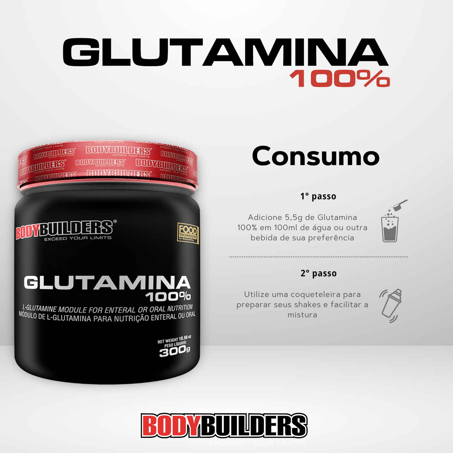 Kit 3x Glutamina 100% 300g - Bodybuilders