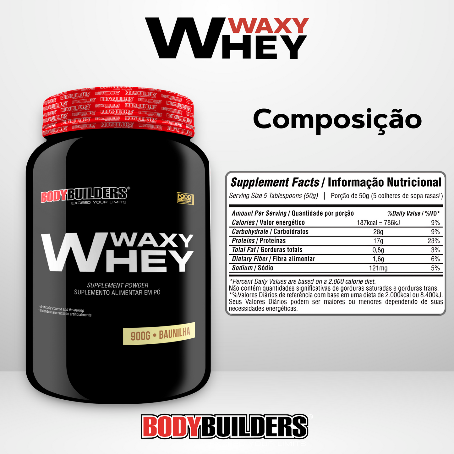 Kit Waxy Whey 2kg + Creatina 100% Pura 300g - Bodybuilders