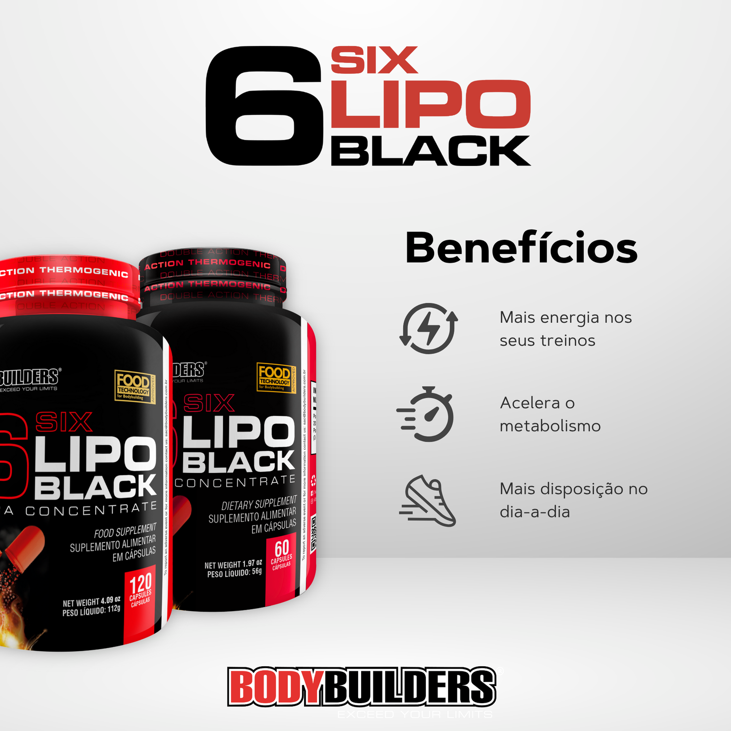 Kit 4x 6 Six Lipo Black 120 Cápsulas - Bodybuilders