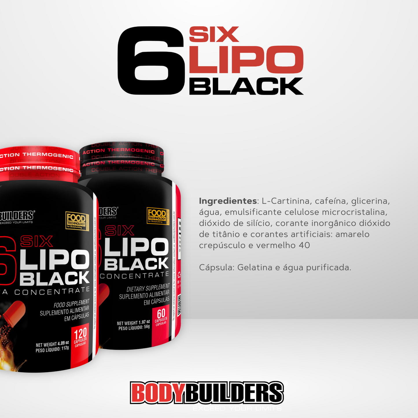 Kit 4x 6 Six Lipo Black 120 Cápsulas - Bodybuilders