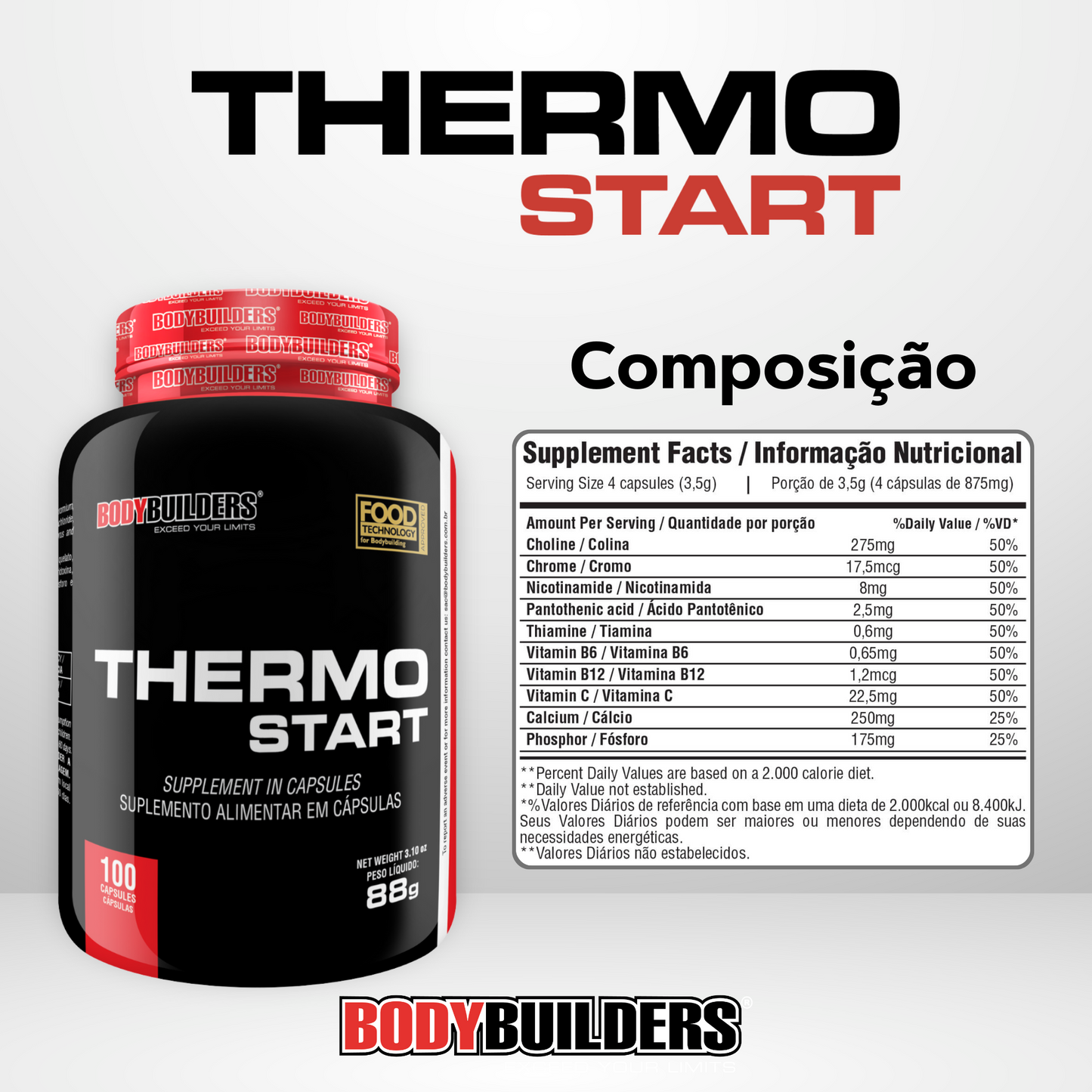 Kit 3x Thermo Start 100 Cápsulas - Bodybuilders