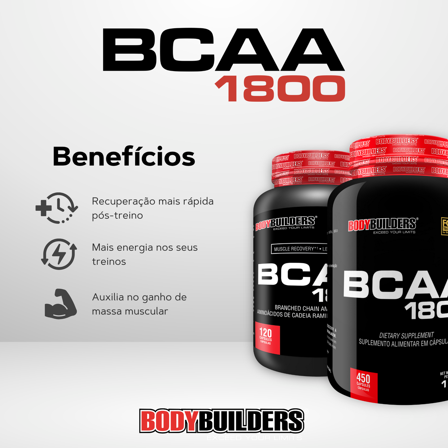 BCAA 1800 450 Cápsulas - Bodybuilders