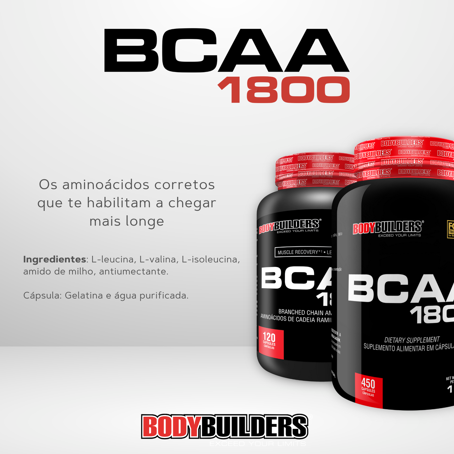 BCAA 1800 450 Cápsulas - Bodybuilders