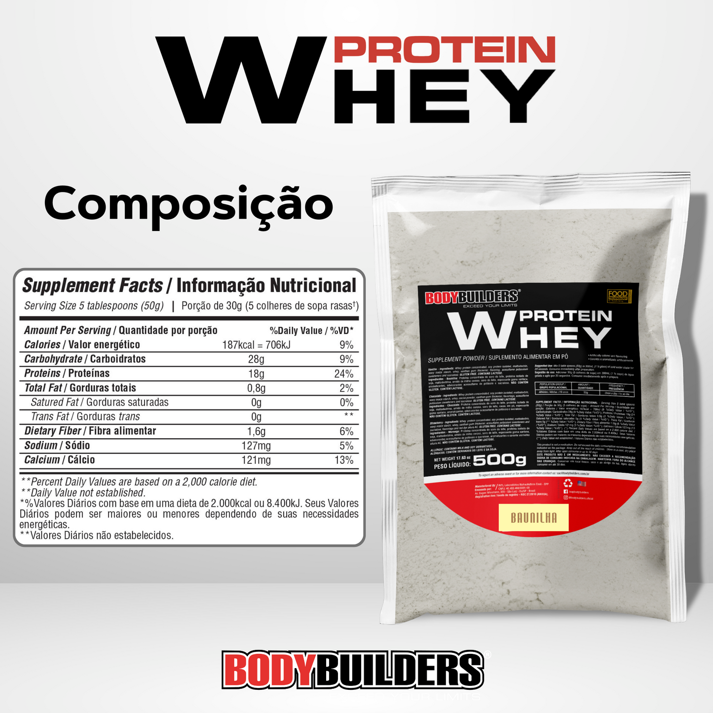 Kit Whey Protein 500g + BCAA 4.5 100g + Power Creatine 100g + Cocktail Shaker – Bodybuilders