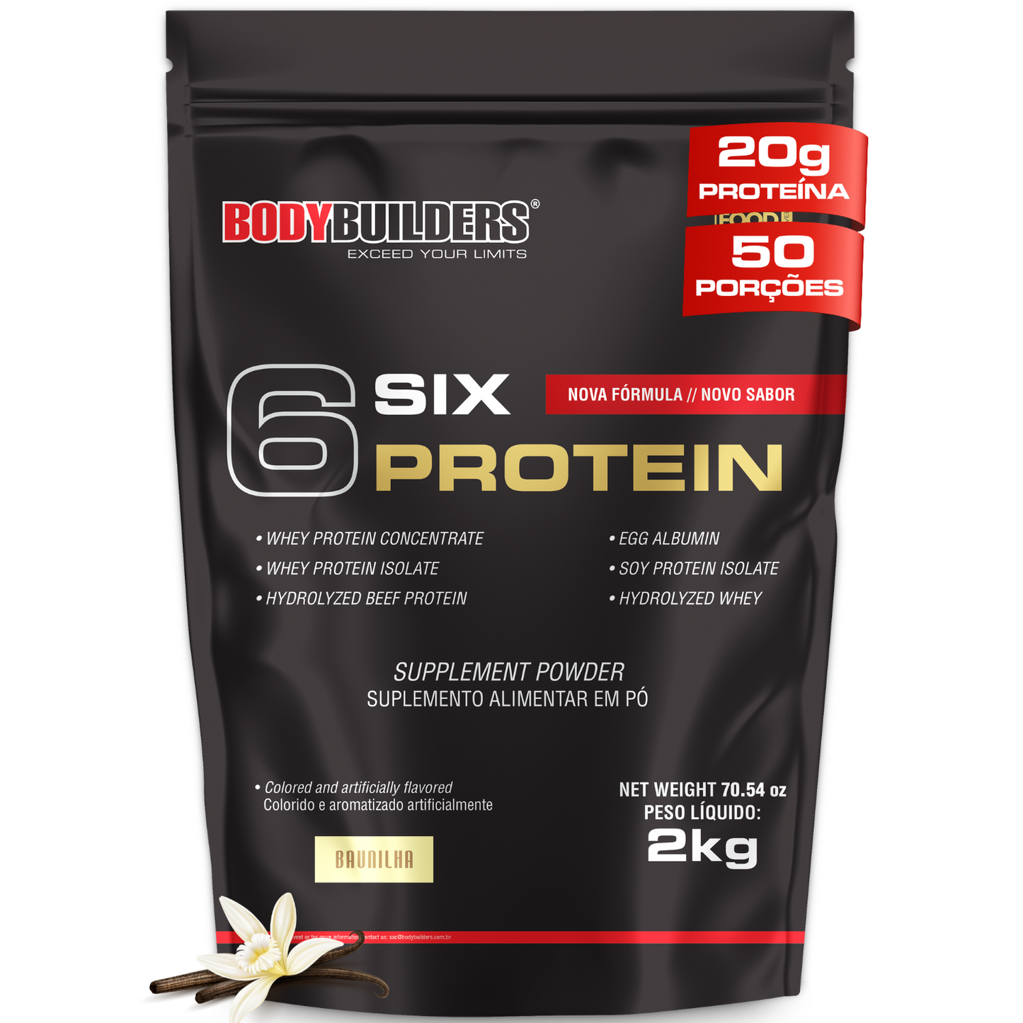 Whey Protein Concentrado 6 Six Protein 2kg - Gain Lean Muscle Mass and Muscle Strength – Bodybuilders