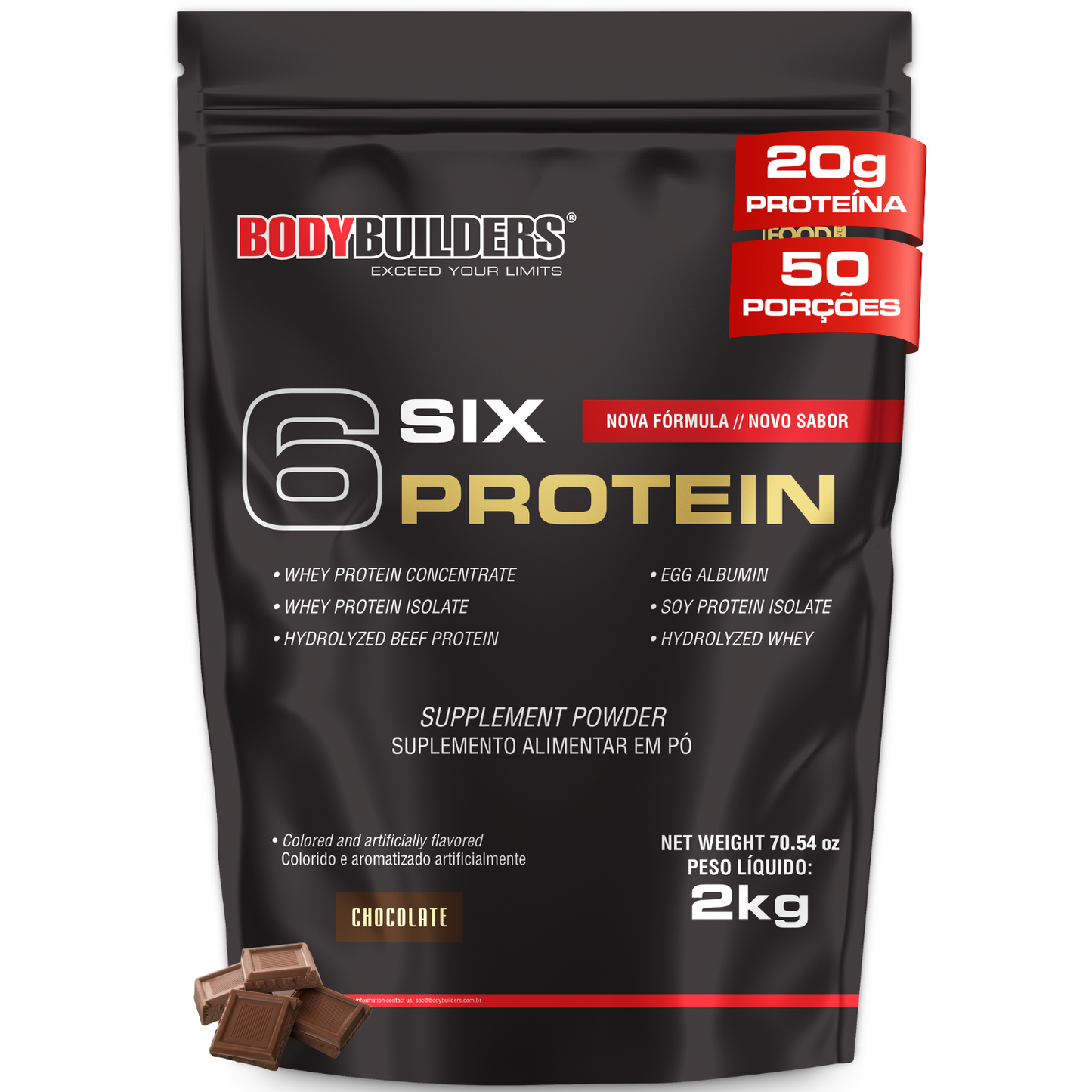 Whey Protein Concentrado 6 Six Protein 2kg - Gain Lean Muscle Mass and Muscle Strength – Bodybuilders