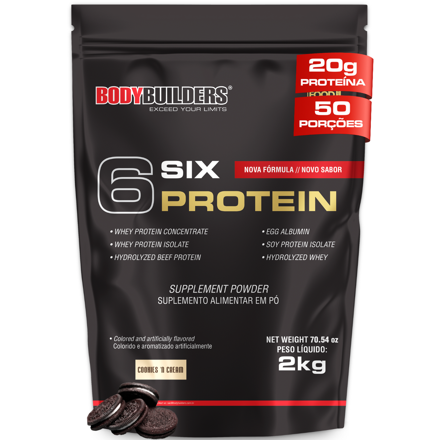 Whey Protein Concentrado 6 Six Protein 2kg - Gain Lean Muscle Mass and Muscle Strength – Bodybuilders