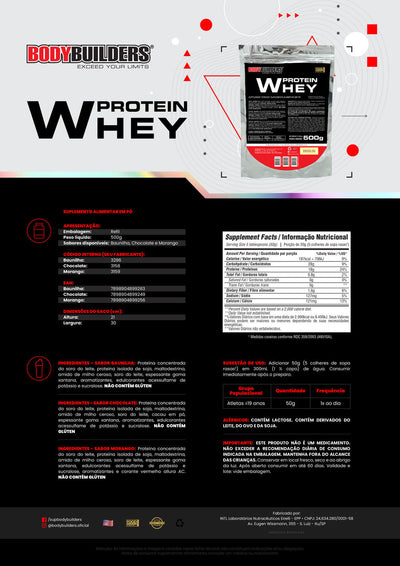 KIT Whey Protein 500g + Power Creatina 100g + POWER Glutamina 100g + BCAA 4.5g 100g - Bodybuilders