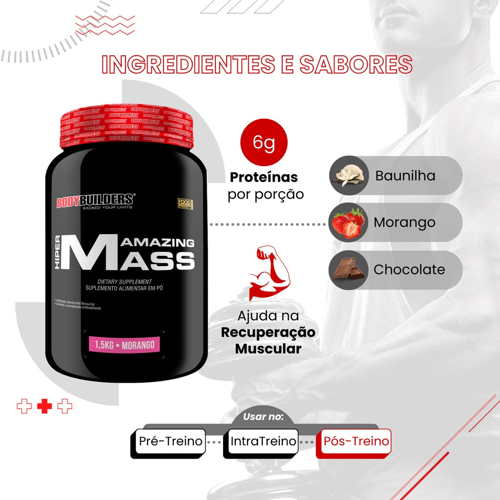 Hipercalórico Amazing Mass - 1,5 kg – Carboidratos - Bodybuilders