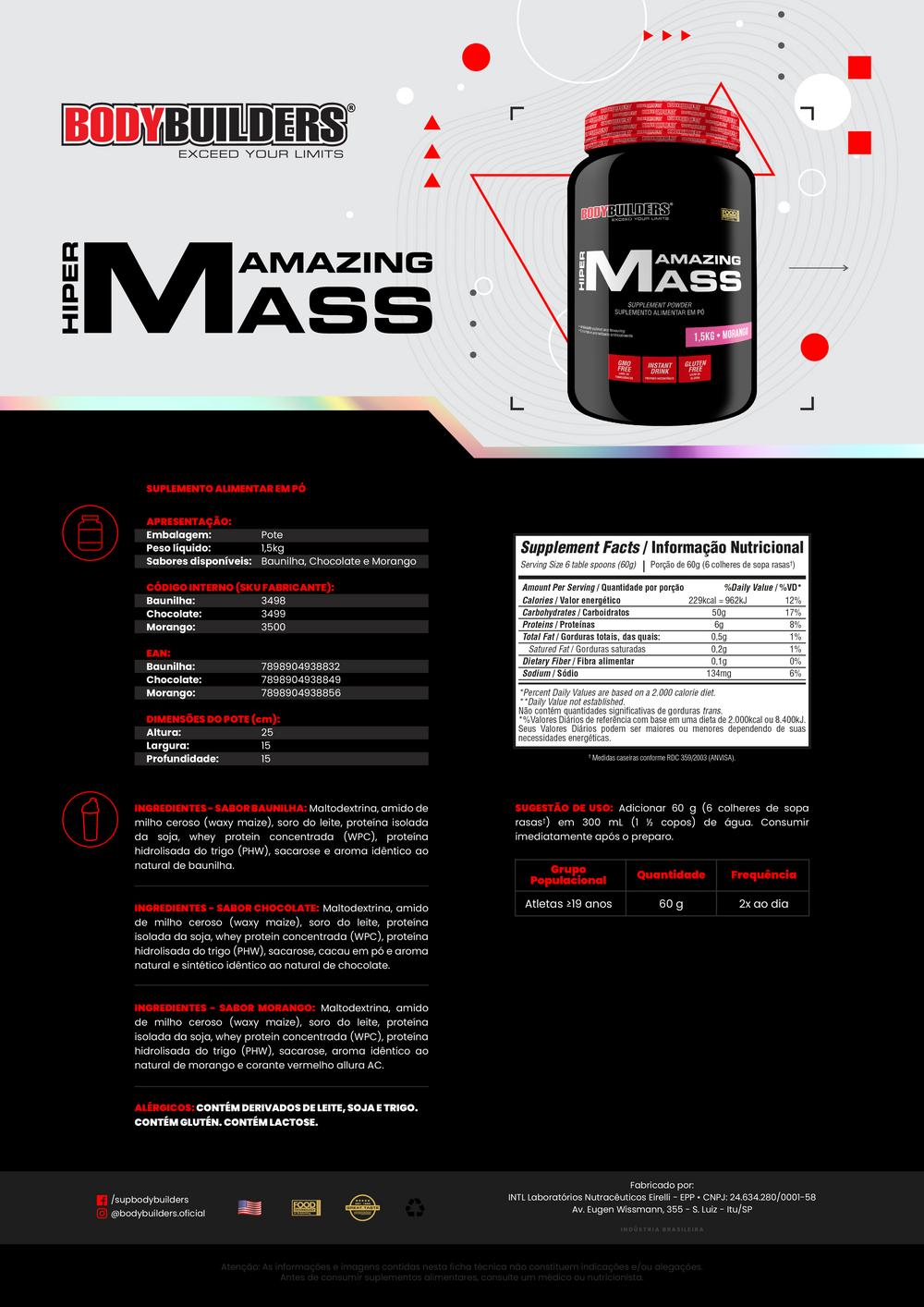 KIT Waxy Whey 900g + Amazing Mass 1.5 kg + Cocktail Maker - Bodybuilders
