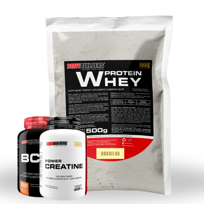 Kit Whey Protein 500g + BCAA 4,5g 100g + Power Creatine 100g - Bodybuilders