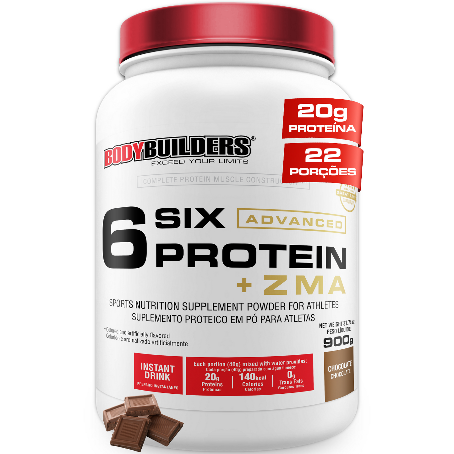 6 Six Protein Advanced + ZMA 900g - Bodybuilders