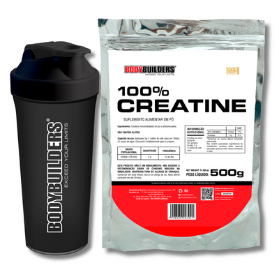 Kit Creatina 100% 500g + Coqueteleira 600ml - Bodybuilders