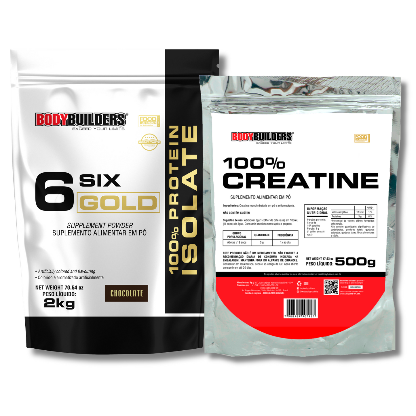 Kit 6 Six Gold 2kg + Creatine 100% 500g - Bodybuilders