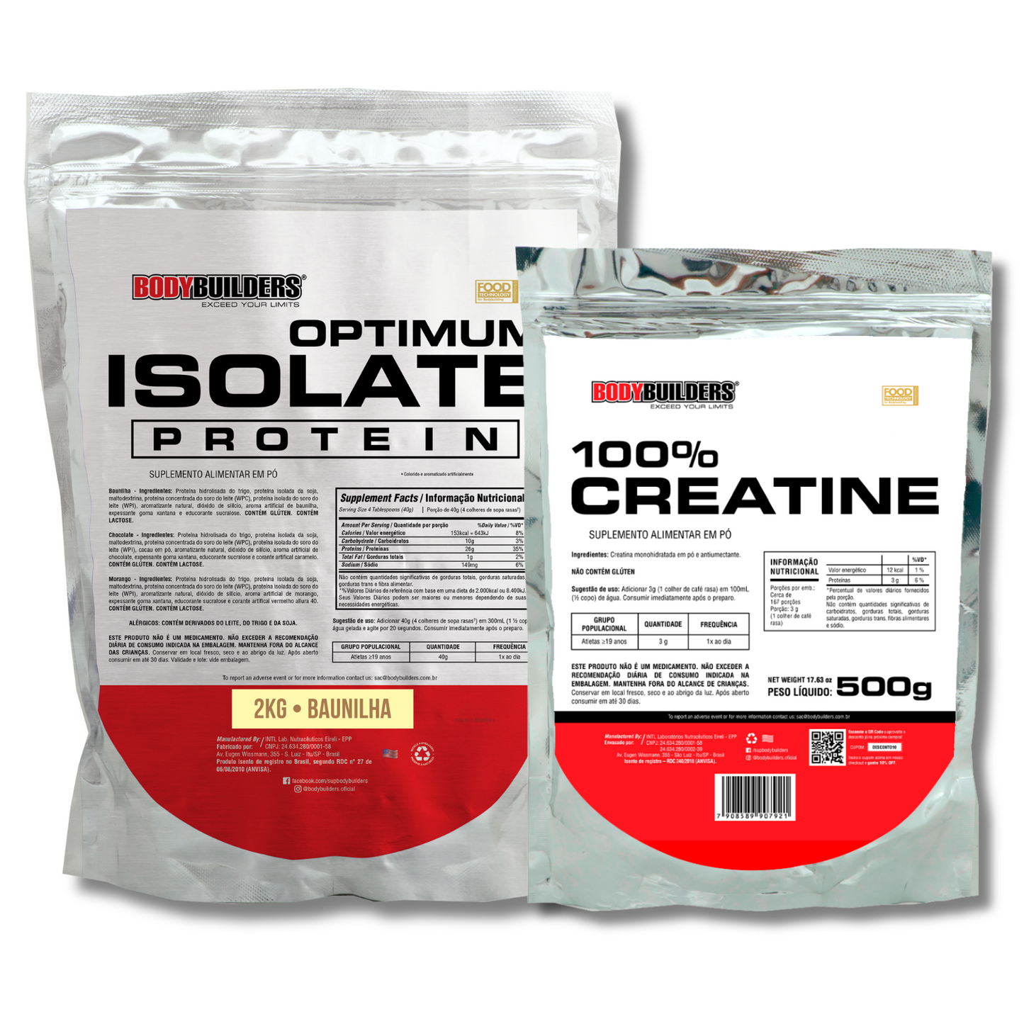 Kit Optimum Isolate 2kg + Creatine 100% 500g - Bodybuilders