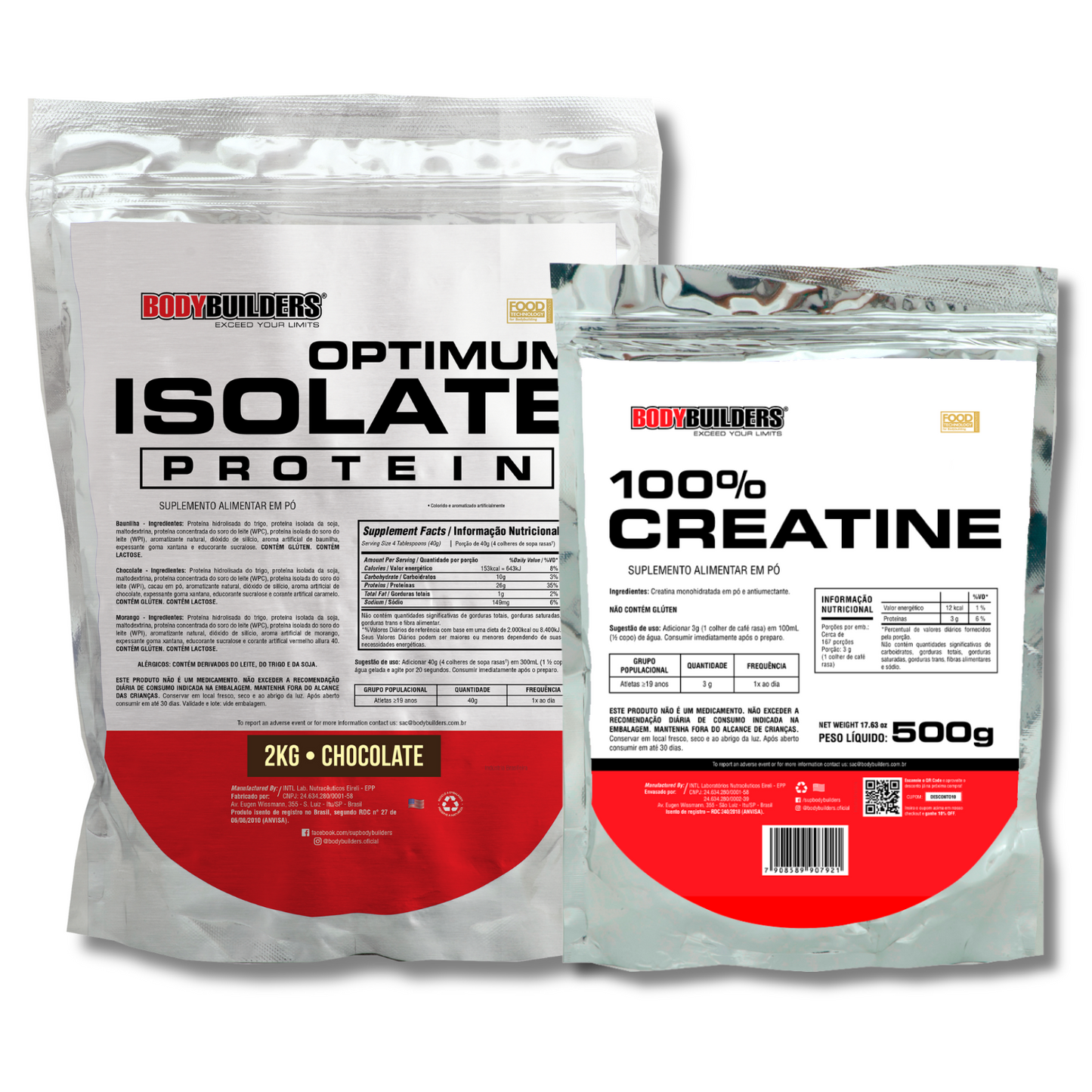 Kit Optimum Isolate 2kg + Creatine 100% 500g - Bodybuilders