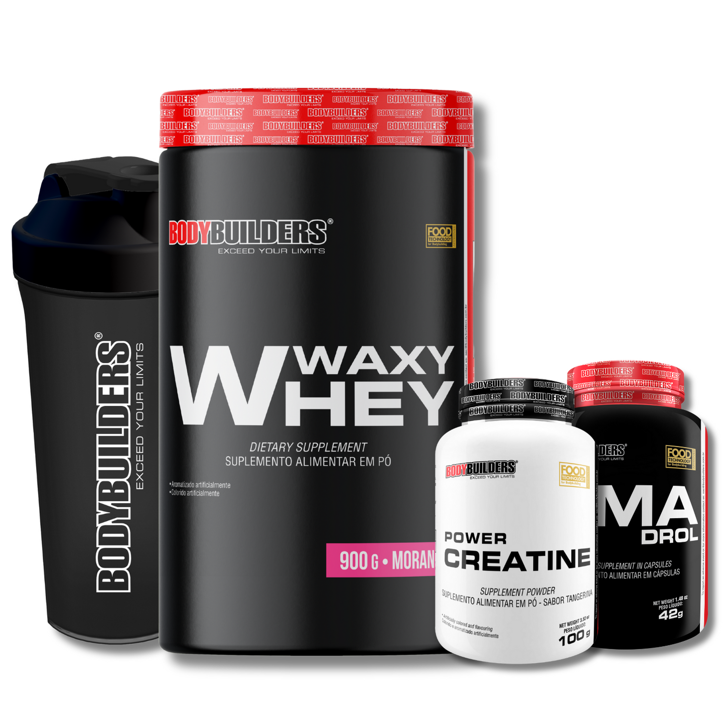 Kit Waxy Whey 900g + ZMADrol 120 Cápsulas + Power Creatine 100g + Coqueteleira – Bodybuilders
