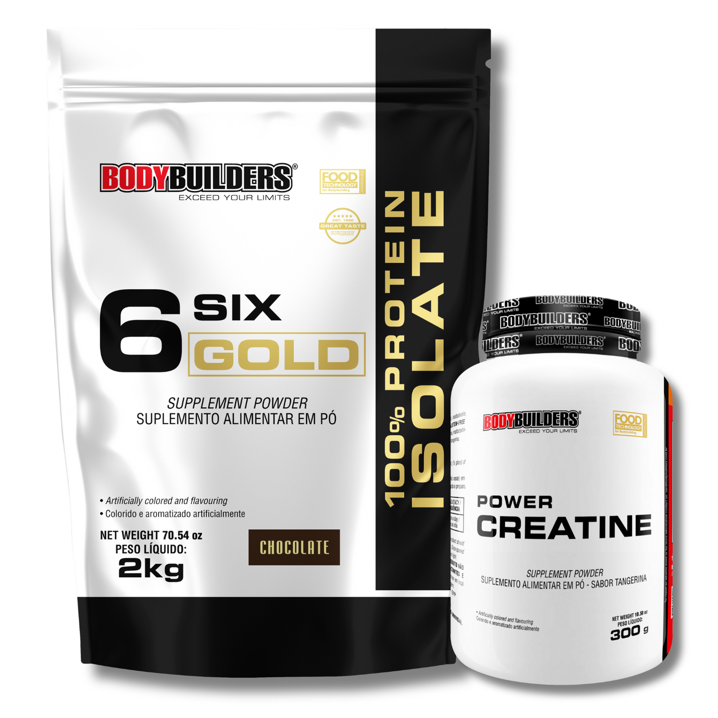 Kit Whey Protein 6 Six Gold 2kg + Power Creatina 300g - Bodybuilders