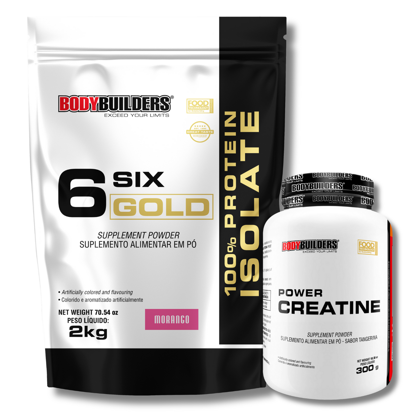 Kit Whey Protein 6 Six Gold 2kg + Power Creatina 300g - Bodybuilders