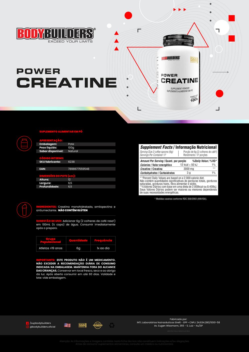 KIT Waxy Whey 900g + Power Creatine 100g + Power Glutamine 100g - Bodybuilders