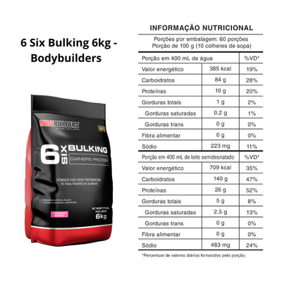 6 Six Bulking Gainers Protein 6kg – Bodybuilders