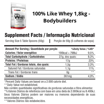 100% Like Whey Pure Protein 1,8kg - Bodybuilders