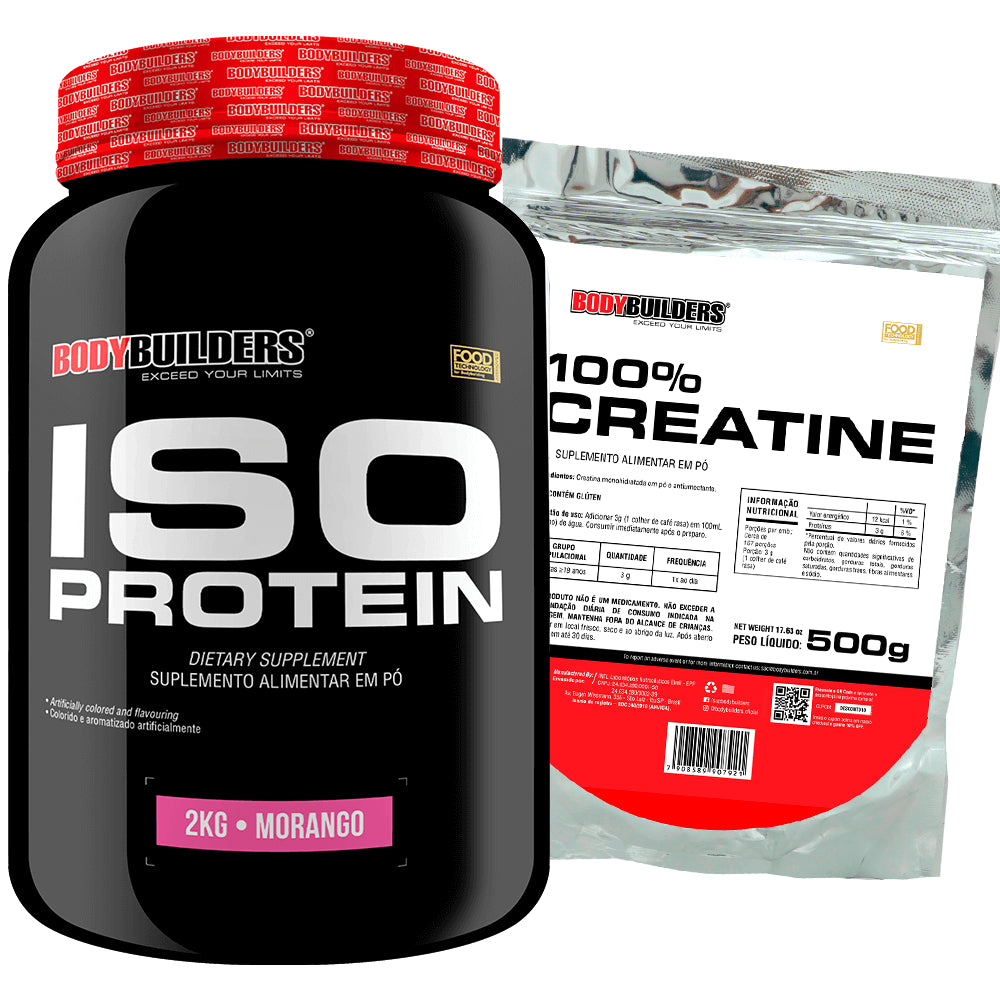 Kit Whey Protein ISO Protein 2kg + Cretina 100% Pura 500g - Bodybuilders