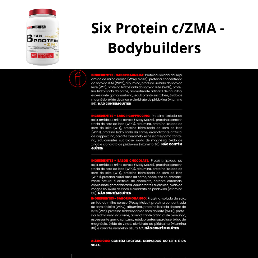 6 SIX PROTEIN ADVANCED C/ ZMA POTE 900g - Bodybuilders