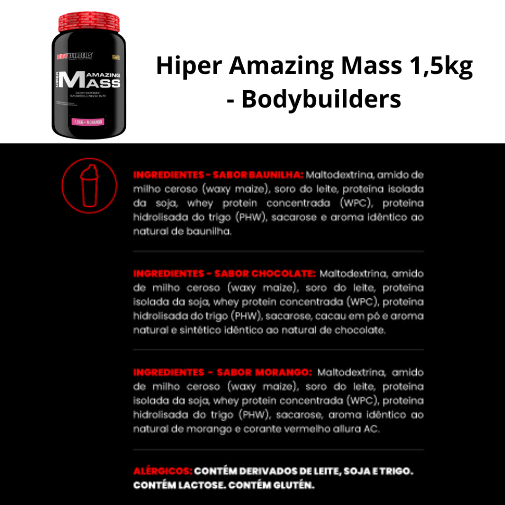 Kit Hiper Amazing Mass 1,5 kg + Power Creatina 100g - Bodybuilders