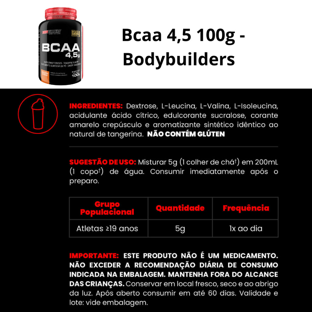 Kit Whey Protein 500g + BCAA 100g + Thermo Start 120g + Coqueteleira -Bodybuilders