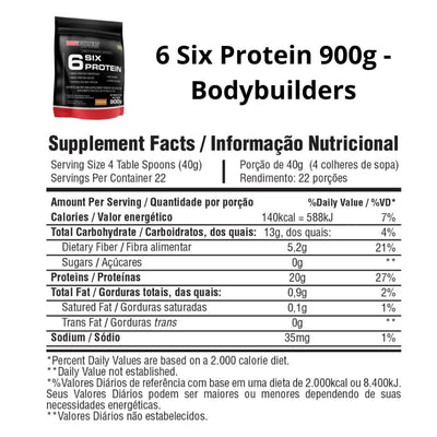 Whey Protein Concentrado - 6 Six Protein 900g  – Bodybuilders