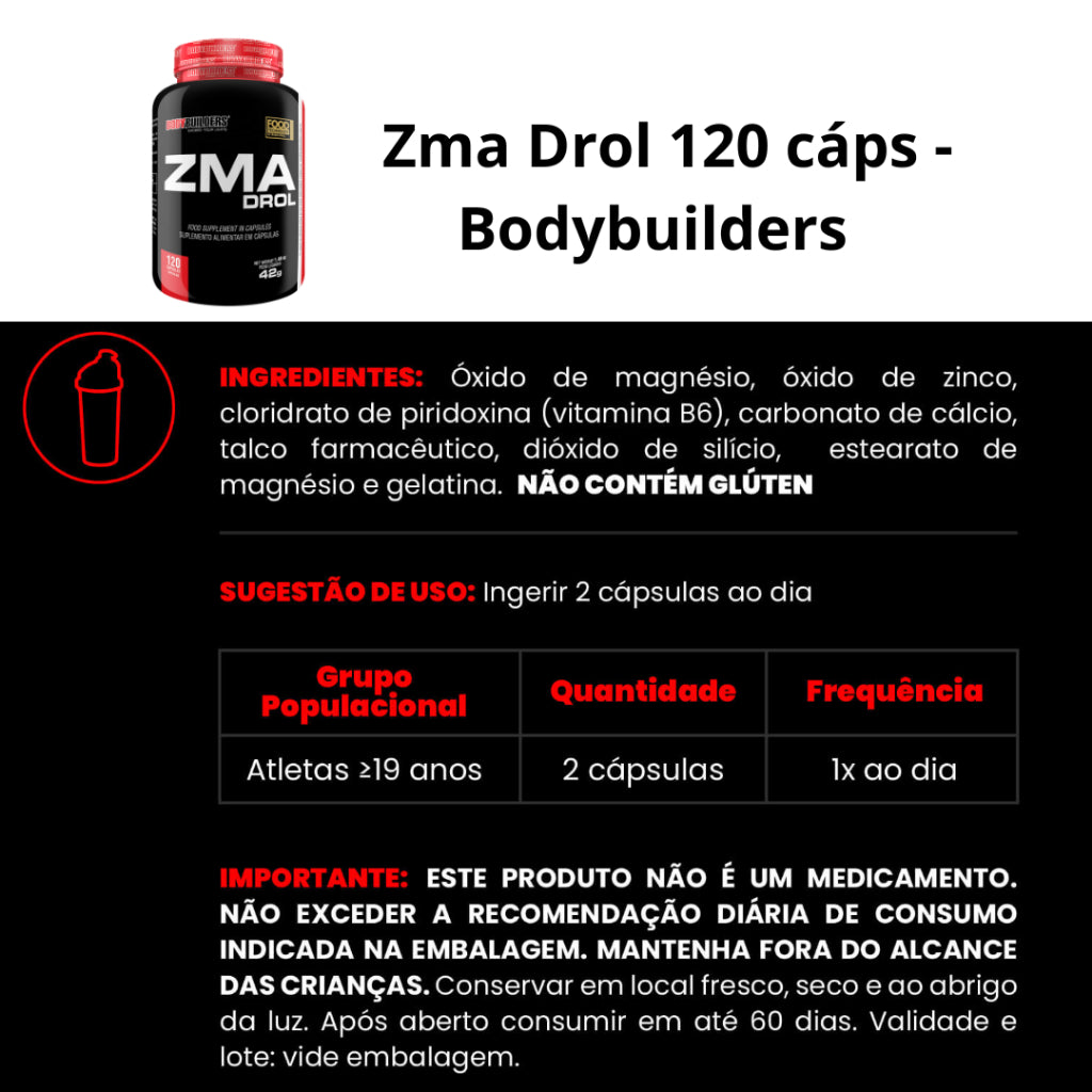 Kit Waxy Whey 900g + ZMADrol 120 Cápsulas + Power Creatina 100g + Coqueteleira – Bodybuilders