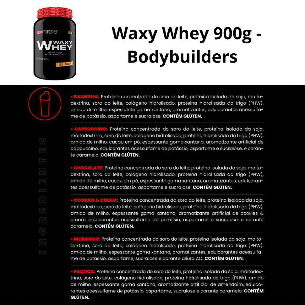 Kit Waxy Whey 900g + ZMADrol 120 Cápsulas + Power Creatina 100g + Coqueteleira – Bodybuilders