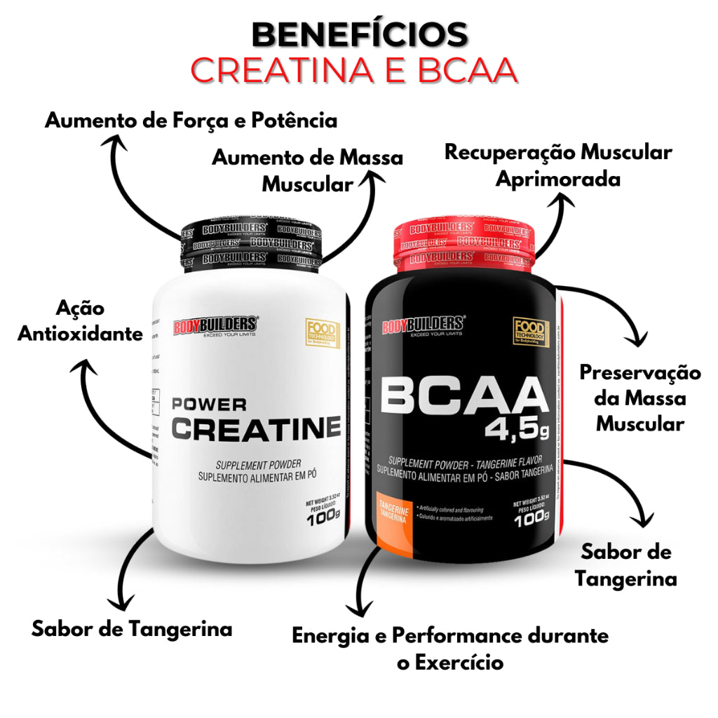 Kit Whey Proten 500g + BCAA 100g+ Power Creatina 100g - Bodybuilders