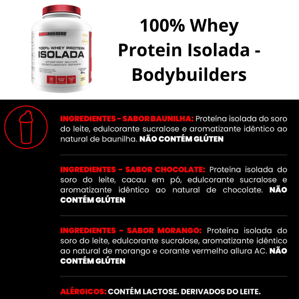 Whey Protein 100% Isolada 2kg  - Bodybuilders