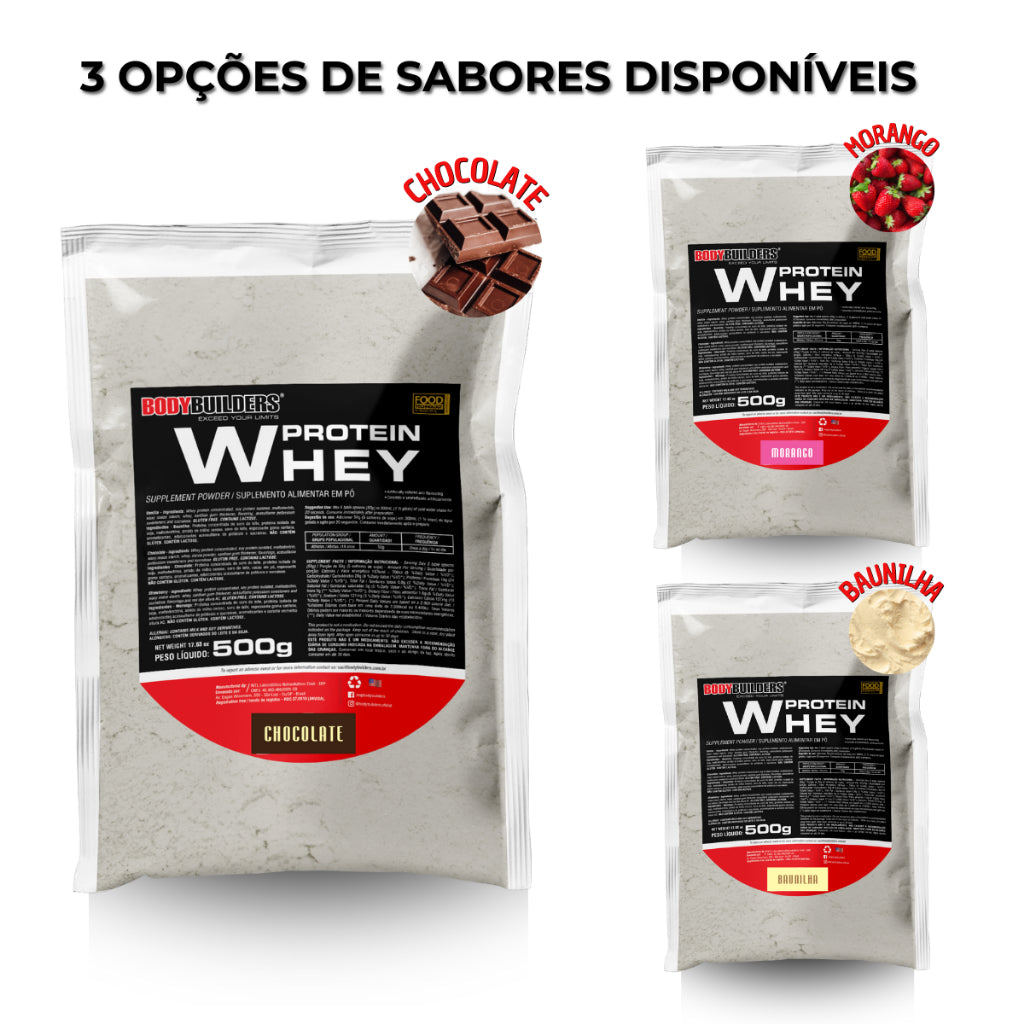 Kit Whey Protein 500g + BCAA 4,5 100g + Power Creatine 100g + Coqueteleira – Bodybuilders