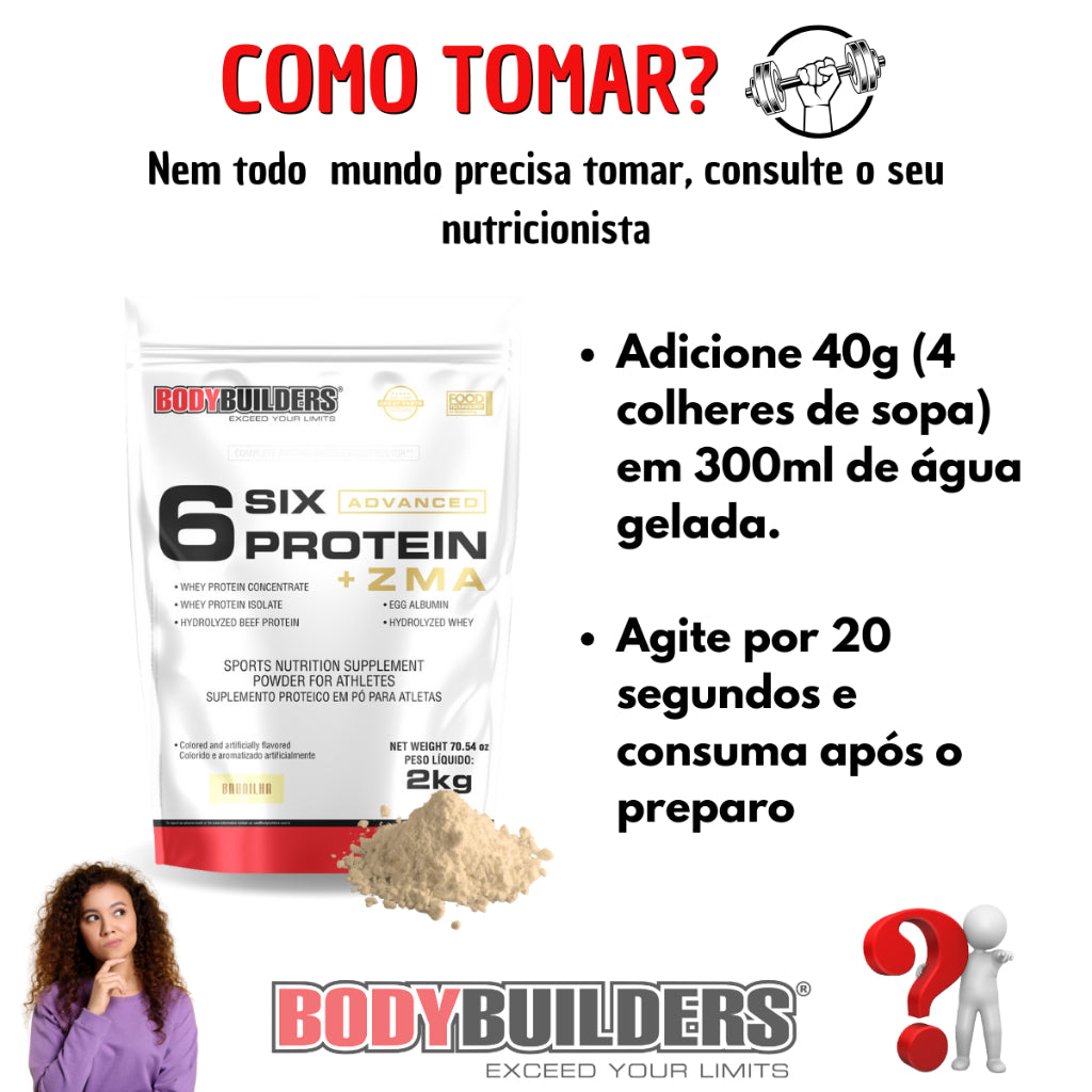 6 Six Protein Advanced c/ ZMA 2kg – Bodybuilders