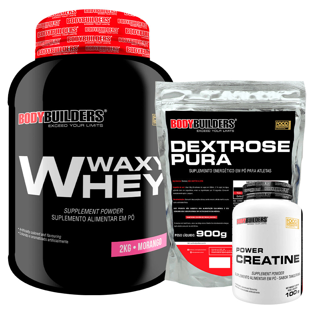 Kit Waxy Whey Protein 2kg + Creatina 100g + Dextrose 900g - Bodybuilders