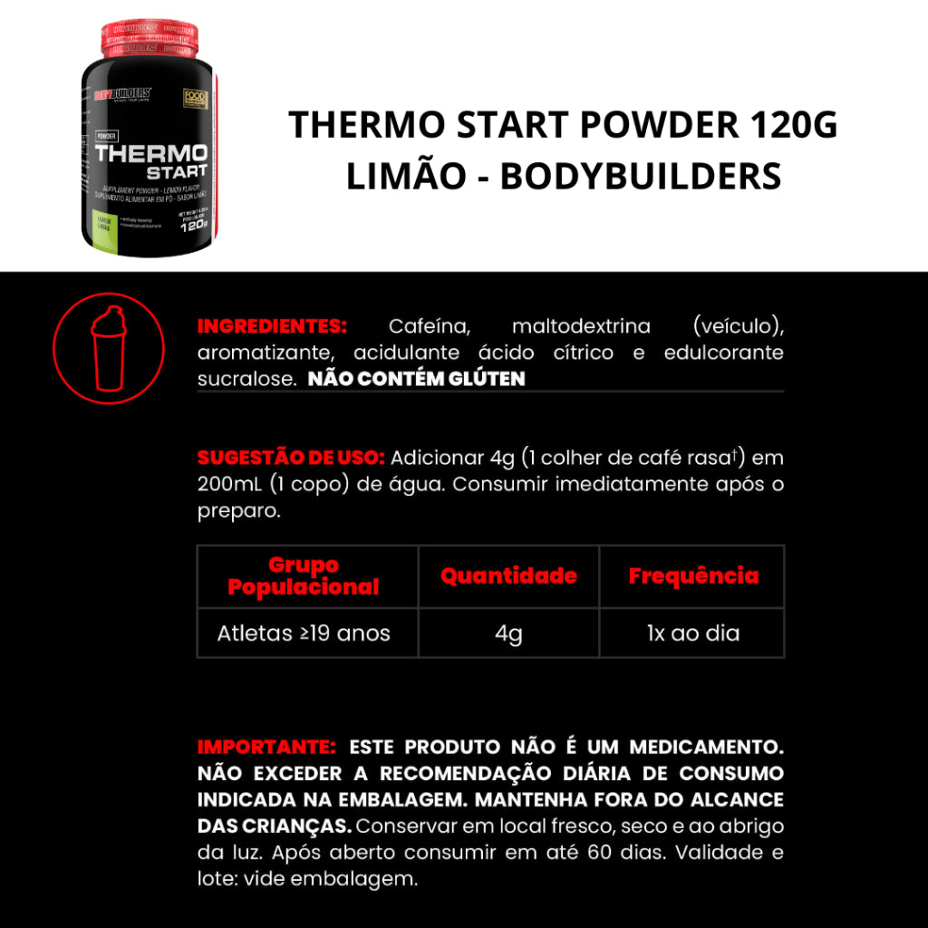Kit Whey Protein 500g + Thermo Start 120g + Coqueteleira - Bodybuilders