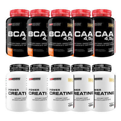 Kit 5x BCAA 4,5g 100g + 5x Power Creatine 100g - Bodybuilders