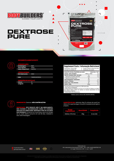 Kit Dextrose 900g  + Creatina 100g  + BCAA 100g - Bodybuilders