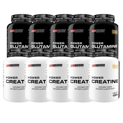 Kit 5x Power Glutamine 100g + 5x Power Creatine 100g - BodyBuilders