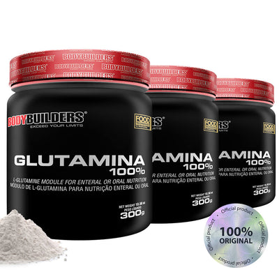 Kit 3x Glutamina 100% Pura 300g - Bodybuilders