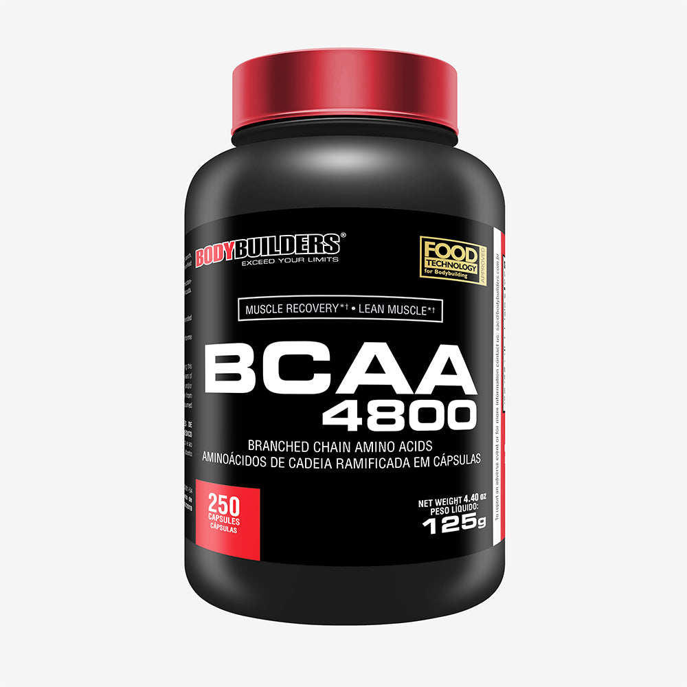 BCAA 4800 250 Cáps – Bodybuilders - Suplemento para crescimento e manutenção muscular pré-treino e pós-treino