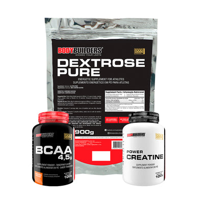Kit Dextrose 900g + Power Creatine 100g + BCAA 4,5g 100g - Bodybuilders