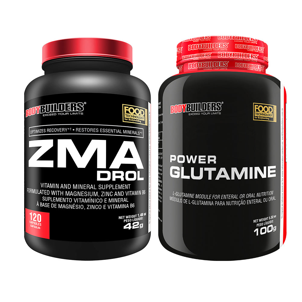 Kit ZMA Drol 120 Cápsulas + Power Glutamine 100g - Bodybuilders
